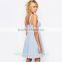 Blue Style Women Special Fancy Deep-v Sleeveless Bandage Dress