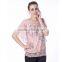 women's pink printed lady hot blouse