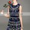 Ladies fashion summer dress 2016 sleeveless round neck embroidery dress designs