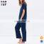 OEM factory short sleeves navy white star print waistband pajamas for women