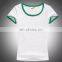 Girl's round-neck t-shirt with short sleeves and color end for collar and sleeves