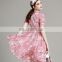 T-D067 High Quality Casual Floral Chiffon Big Swing Women Dress
