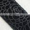 Top hot design fashion black velvet heat rose flower printing trim tape