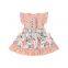 Fresh design flutter sleeve Girl Dress blooming flowers pattern Short Sleeve Dresses For Baby Girls