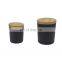 Custom Matte black empty glass candle jars with wooden tins metal lids glass holders containers vessels for candles