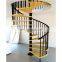 Modern Indoor Stairs Stainless Steel Wooden Steps Glass Spiral Staircase