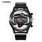 SINOBI Masculine Big Dial Wristwatch S9789G Silicone Band Black Chronograph Watch Multi Function Youth Men Watch
