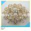 Gold Metal Flower Design Brooch Glass Rhinestone Brooch 5.5x5.5cm