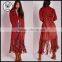 2015 Women Winter Long Sleeve Long Fringe Faux Suede Trench Coat