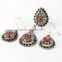 Fabulous !! Two Tone Stone Coral_Turquoise 925 Sterling Silver Jewelry Set, 925 Silver Set For Beautiful Neck And Ear