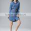 2016 Pretty Short Sleeve Hollow Out O-neck Summer Denim Dresses For Women