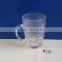 2015 400ml rose embossment frosted glass cup with handle SLCc20