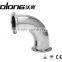 3A DIN SMS 90 degree Stainless steel elbow with straight end