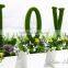 Hot sale high quality artificial moss letter bonsai for table decoration