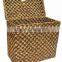 Water hyacinth storage basket with lid and wood handle