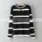 Europe women's wear striped sweater long-sleeved round collar chest open hitting scene joker straight thin sweater                        
                                                Quality Choice