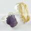 Rough Stone !! Ctrine & Amethyst !! Silver Gold Plated Ring, Handmade Silver Jewelry, Silver Jewelry