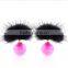 2016 fashion high quality fur women earings set round acrylic beads double earings jewelry factory price