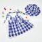 Lace Trims Summer Clothes With Bowknot Red Gingham Cotton Outfits Children Outfit