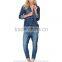 Contrast topstitch relaxed fit denim shirt women chest pocket denim shirt