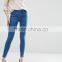 High quality stretch skinny slim fit five pocket jeans used look for lady