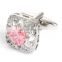 Luxury cufflinks white pink crystal for wedding