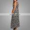 Plus Size Black Floral Print Cut Out Back Women Elegant Maxi Dress Sleeveless Fancy Black Long Maxi Dress
