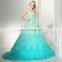 Gorgeous Strapless Sleeveless Lace-Up Organza Ruffles Gradient Color Ball Gown Prom Dresses SD362