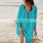 Summer Large Size V-neck Lace Shirt Loose Bikini Swimsuit Outer Cover Beach Sunscreen Cover For Women Holiday Wear Perfect Gift