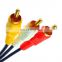 Gold plated 1.5m flat rca av cable 10 pin mini din to rca cable