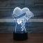 Love Heart 3D Illusion Night Lamps Romantic Valentine Gift 7 Colors Atmosphere Table Light for Lover Wedding Anniversary