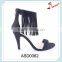 Good quality cheap price high heel woman suede tassel sandals using back zipper