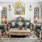 Wooden Structure European Style Living Room Sofa Set Furniture Antique Leather Sofa