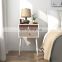 White wooden living side table nightstand 2 drawers