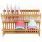 Bamboo Dish Rack With Utensils Holder, Dish Drying Rack With Utensils Flatware Holder