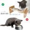 Adjustable Bamboo Raised Pet Bowl Elevated Dog Cat Food and Water Bowls Stand Feeder Poultry Feeder with Stainless Steel Bowls