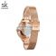 SHENGKE SK 0142 Luxury Women Wristwatch Steel Mesh Rose Gold Waterproof Ladies Watch Japan Quartz Movement 2035