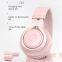 New arrival head-mounted cute wireless headphone children's headset with microphone LED light hearing protection earphone