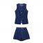 European and American style slim fit denim vest+high waisted shorts set