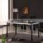 Modern Black Glass Dining Table Set Steel Tables Legs and Chairs(SZ-DT100C)