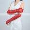 100% Genuine Leather Gloves, Long Red Leather Gloves for Women
