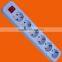 Europe style 6 way extension power socket with grounding and switch (E8006ES)