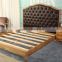 Antique Style Wooden Button Tufted Bed Headboard