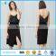 Custom Slit With Buckle Women Black Faux Suede Wrap Skirt