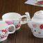 hot-selling lovely cartoon hello kitty ceramic 3-piece set ceramic stacked kettle and tea bowl mug with handle