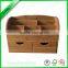 4 tier wood bamboo office desk organizer with drawer
