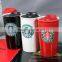 Wholesale promotional gift ceramic take away coffee cups mugs/tall custom starbucks coffee cup with pp lid