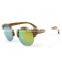 Fashion New Arrival Mirror Lens Eco-friendly Natural Round Wood Zebra Wood Sunglasses with Logo