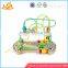 wholesale durable in use wooden beaded pull car toy for children pretty and colorful wooden beaded pull car toy W11B013