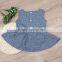 Hot sale baby girl 2017 new summer clothes children boutique printing wholesale cheap blue wave point kid girl child dress